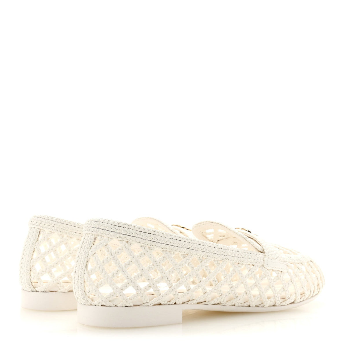 Braided Lambskin CC Mocassin Loafers 41 White