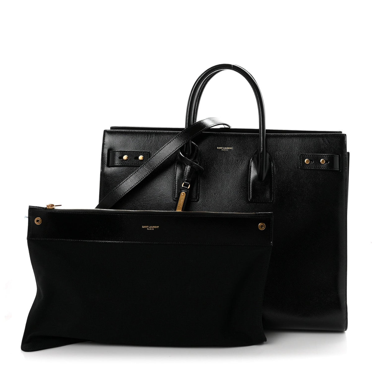 Patent Grain De Poudre Large Souple Sac De Jour Black