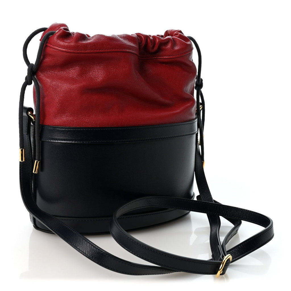 Azalea Sakai Be Green Calfskin Horsebit 1955 Drawstring Bucket Bag Blue New Cherry Red