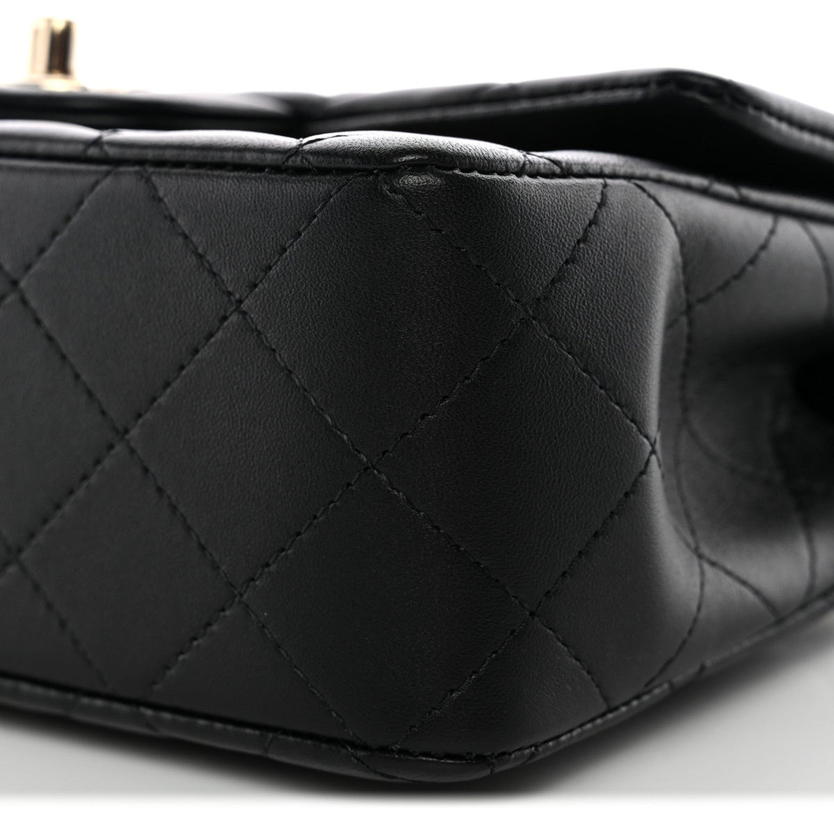 Lambskin Quilted Mini Top Handle Rectangular Flap Black