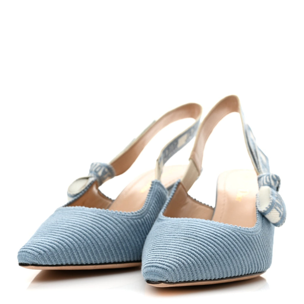 Cotton Ribbon Embroidered J'Adior Slingback 65mm Pumps 36.5 Denim Blue