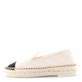 Shiny Lambskin Quilted Grosgrain Cap Toe CC Chain Espadrilles 37 White Black