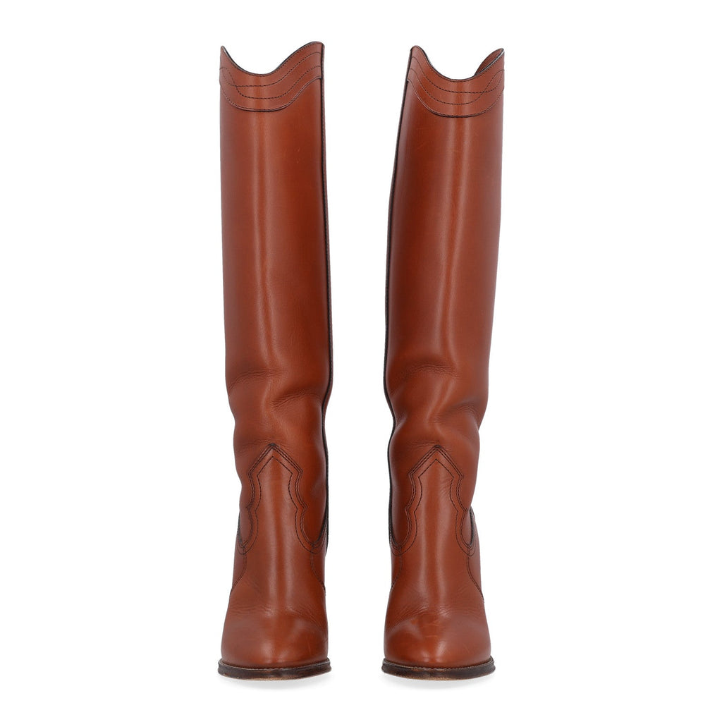 Kate 105 Western Knee High Boots 38 New Papaya