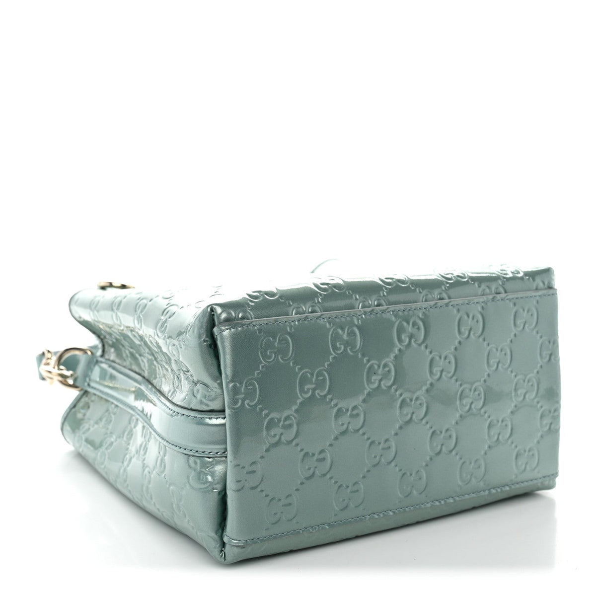 Patent GG Emblem Small Bucket Bag Light Blue