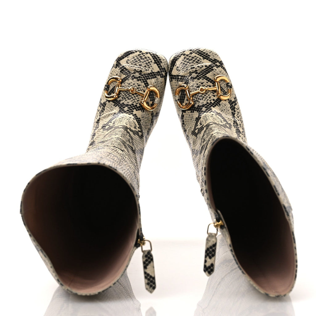 Calfskin Snakeskin Embossed Charlotte Horsebit 55mm Knee High Boots 38.5 Multicolor