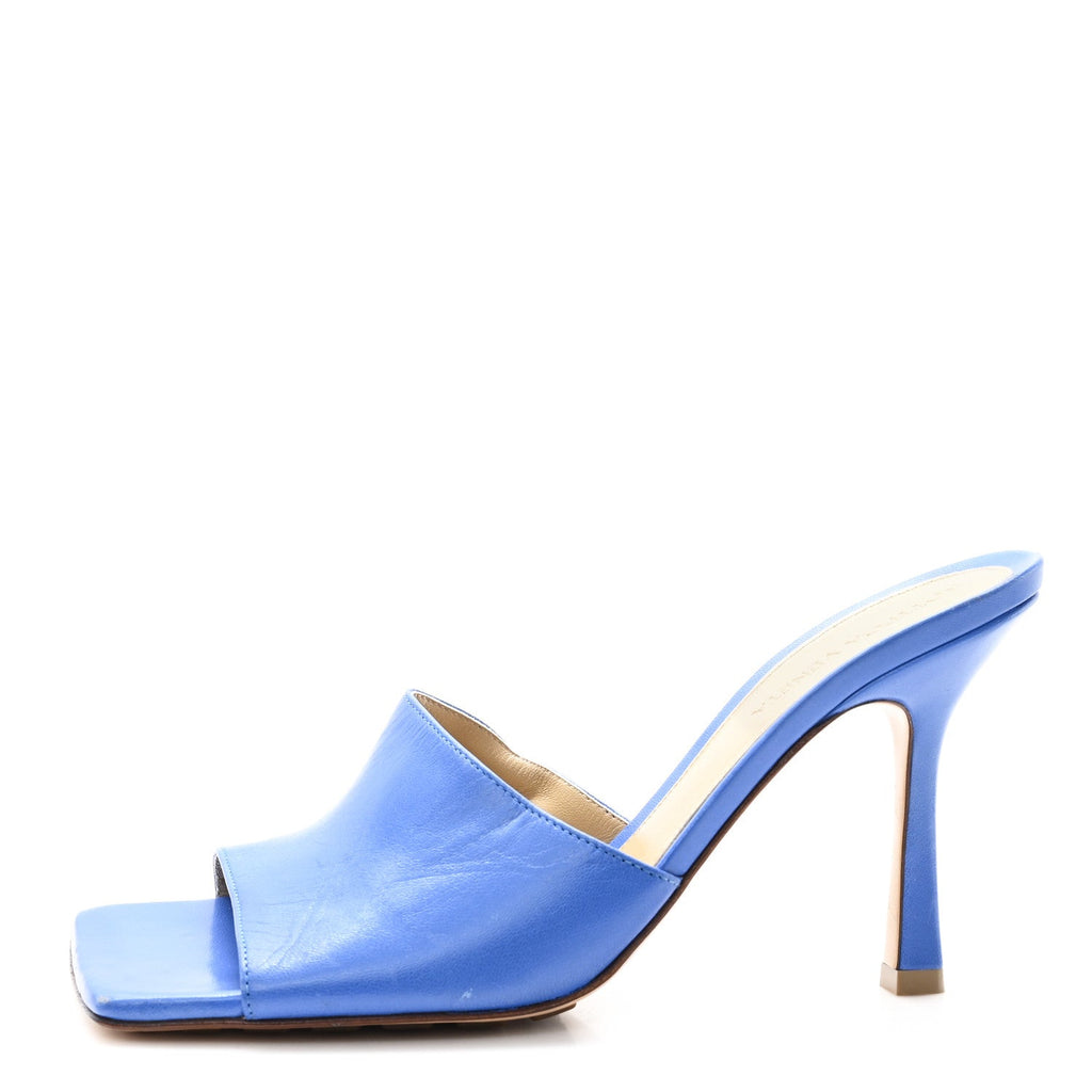 Lambskin Stretch Mule Sandals 37 Aquarium