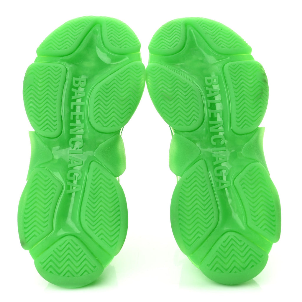 Fabric Mesh Clear Sole Womens Triple S Sneakers 36 Fluo Green