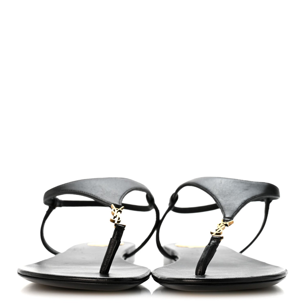Lambskin Monogram Cassandra Slingback Flat Sandals 36.5 Black