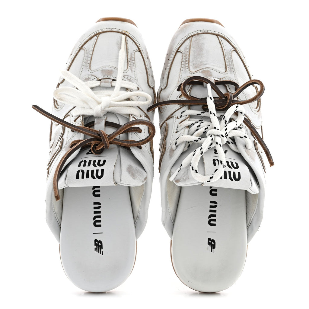 X NEW BALANCE Calfskin 530 SL Slip-On Sneaker Mules 37 White