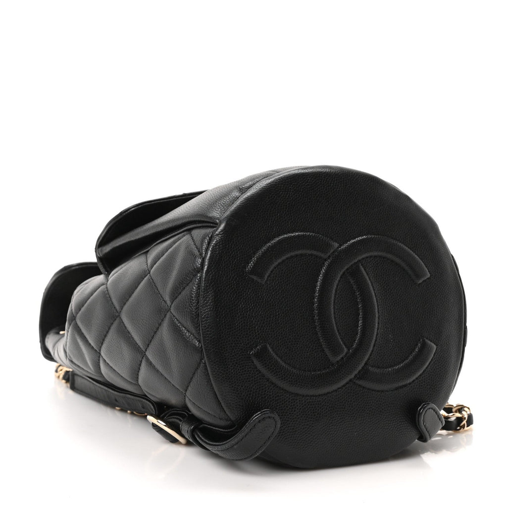 Caviar Quilted Pockets Backpack Black