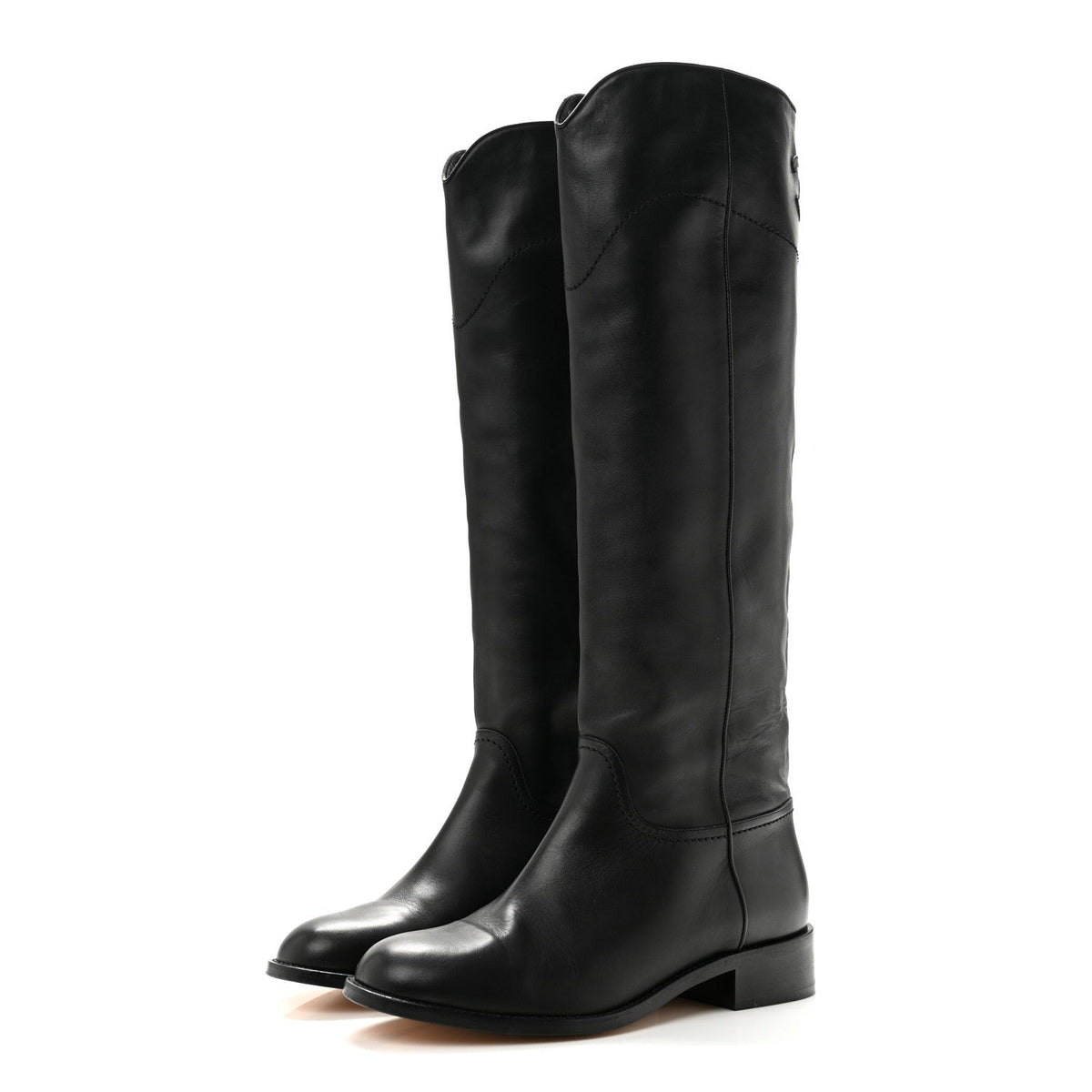 Calfskin Ascot Riding Boots 39.5 Black