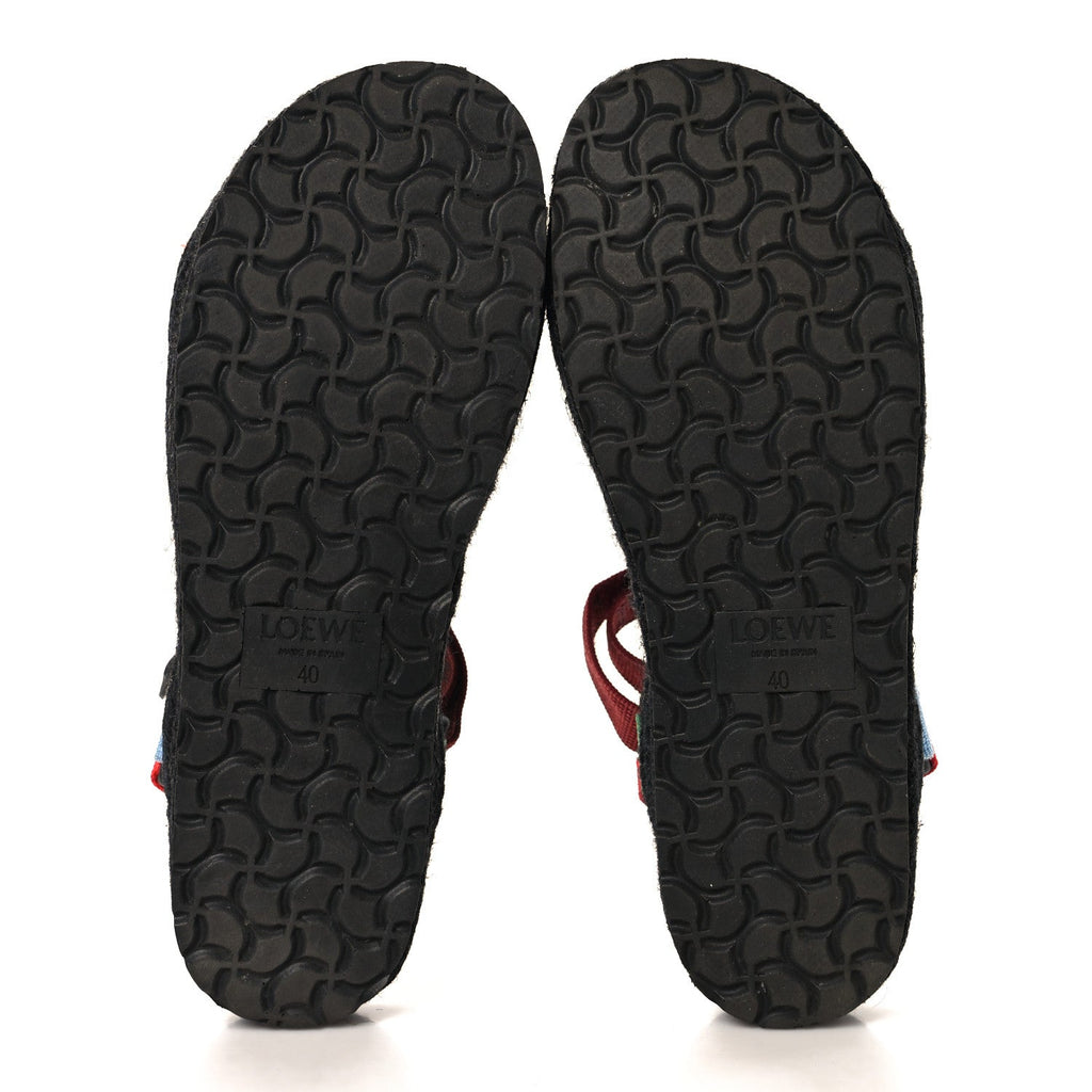 Raffia Paula's Ibiza Strappy Espadrille Sandals 40 Black Multicolor