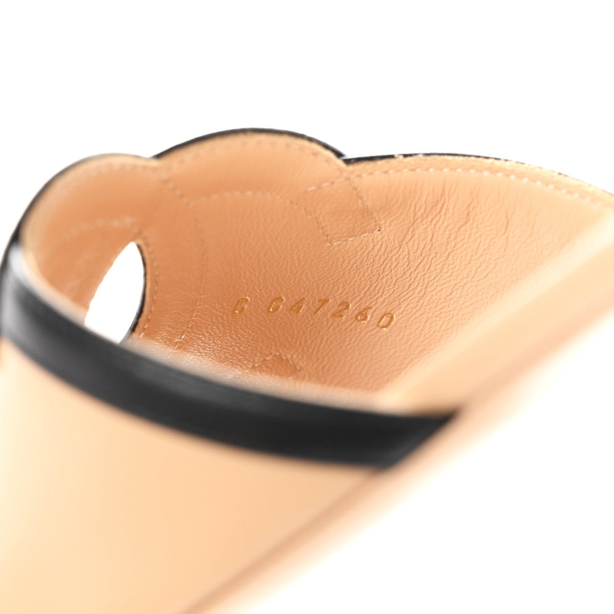 Lambskin CC Cutout Sandal Mules 37.5 Beige Black