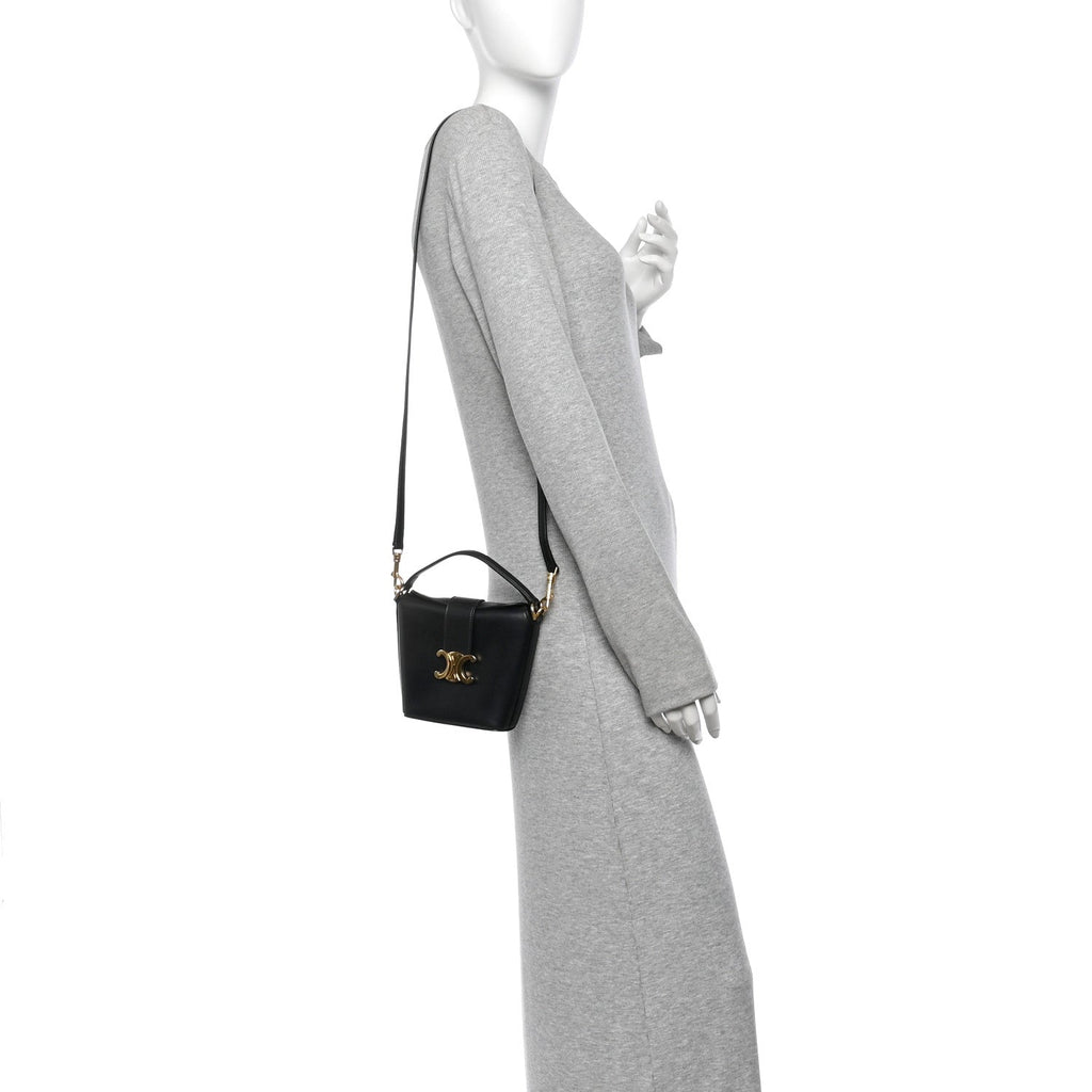 Smooth Calfskin Triomphe Mini Bucket Bag Black