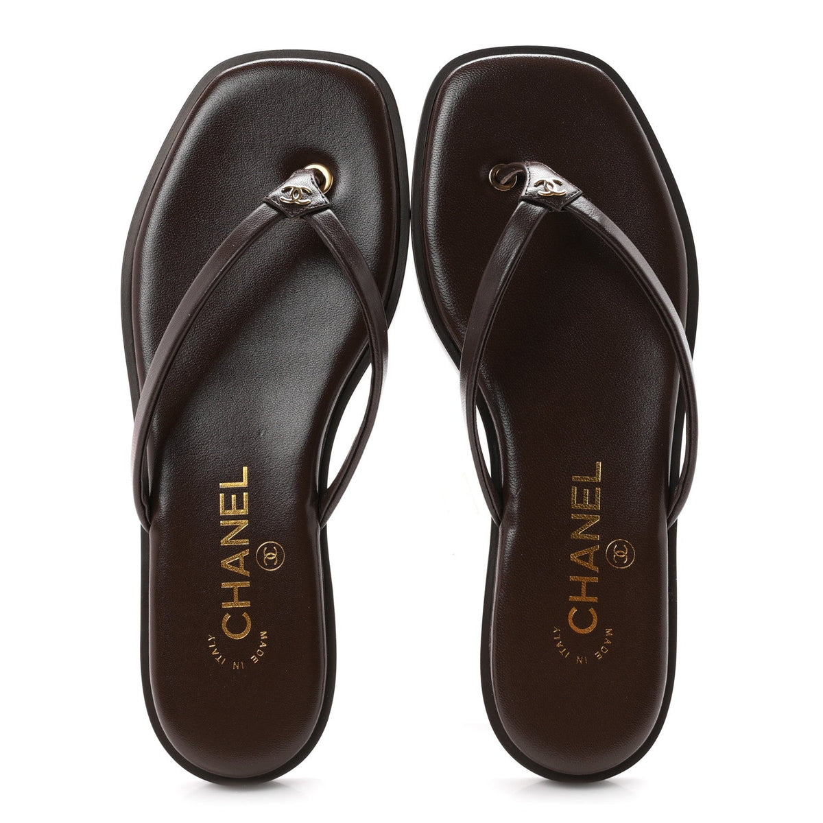 Goatskin CC Times Square Thong Sandals 37 Brown