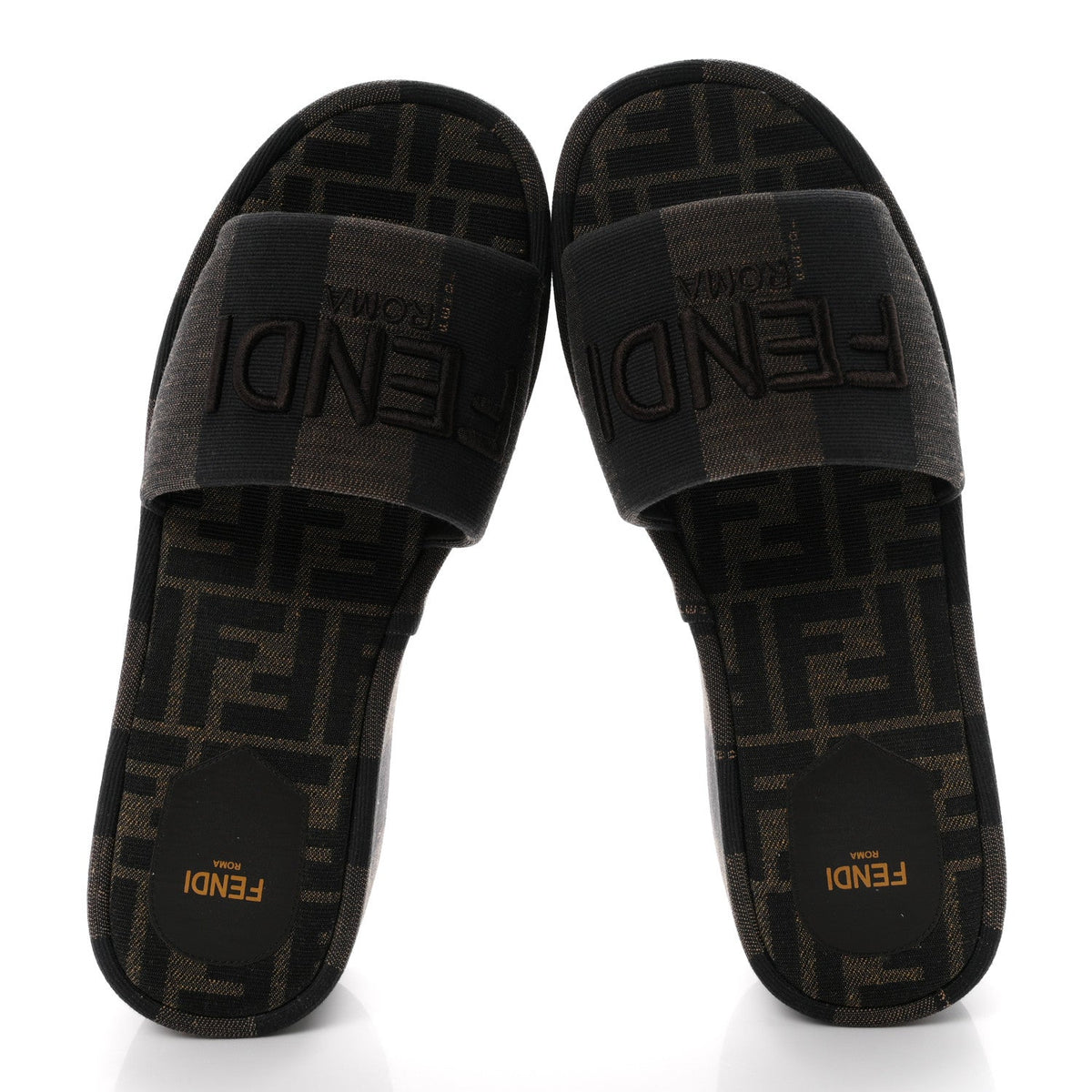 Jacquard Womens FF Sunshine Flatform Slide Sandals 39 Tabacco Black