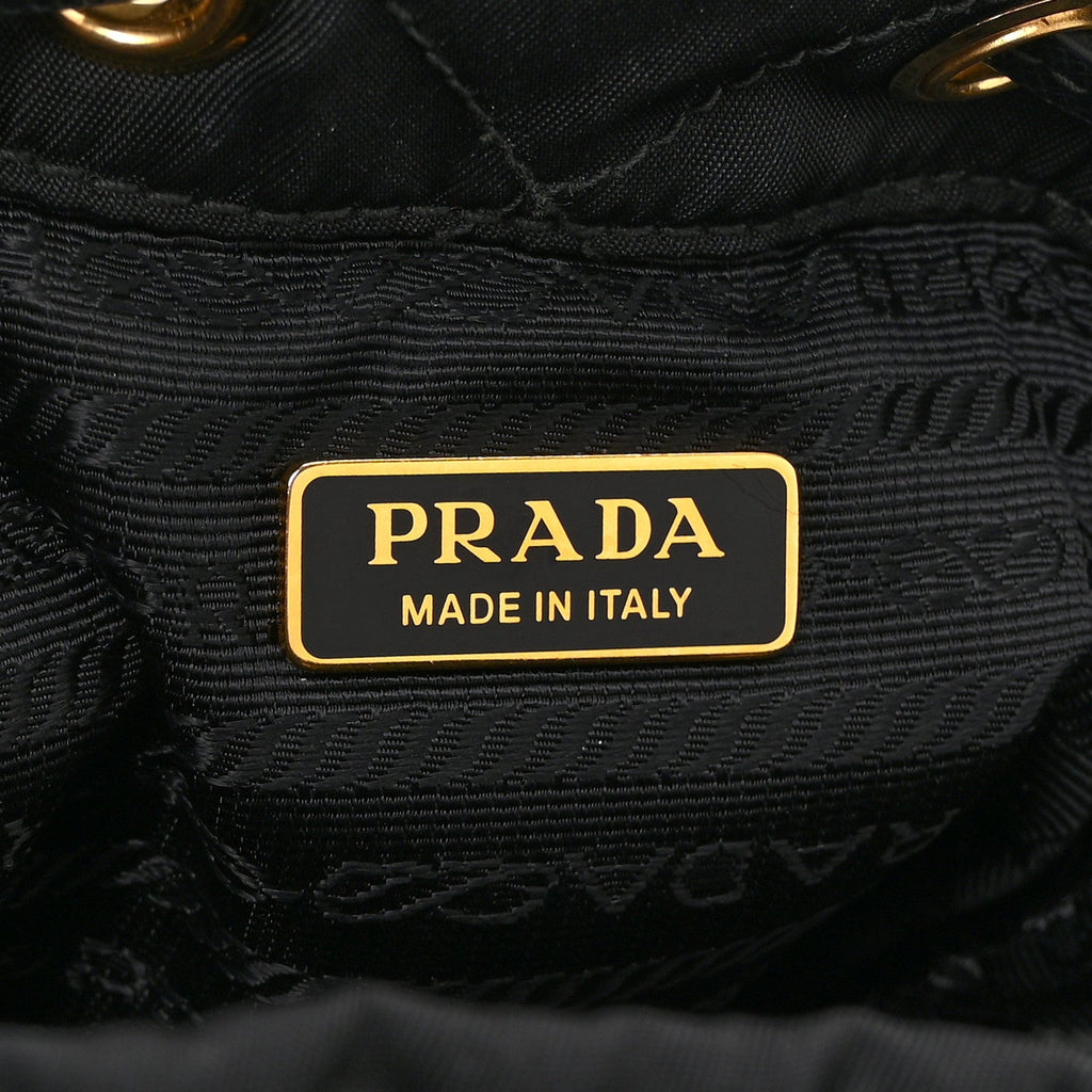 Re-Nylon Saffiano Stitched Duet Bucket Bag Black