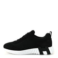 Textured Mesh Suede Goatskin Bouncing Sneakers 40 Black