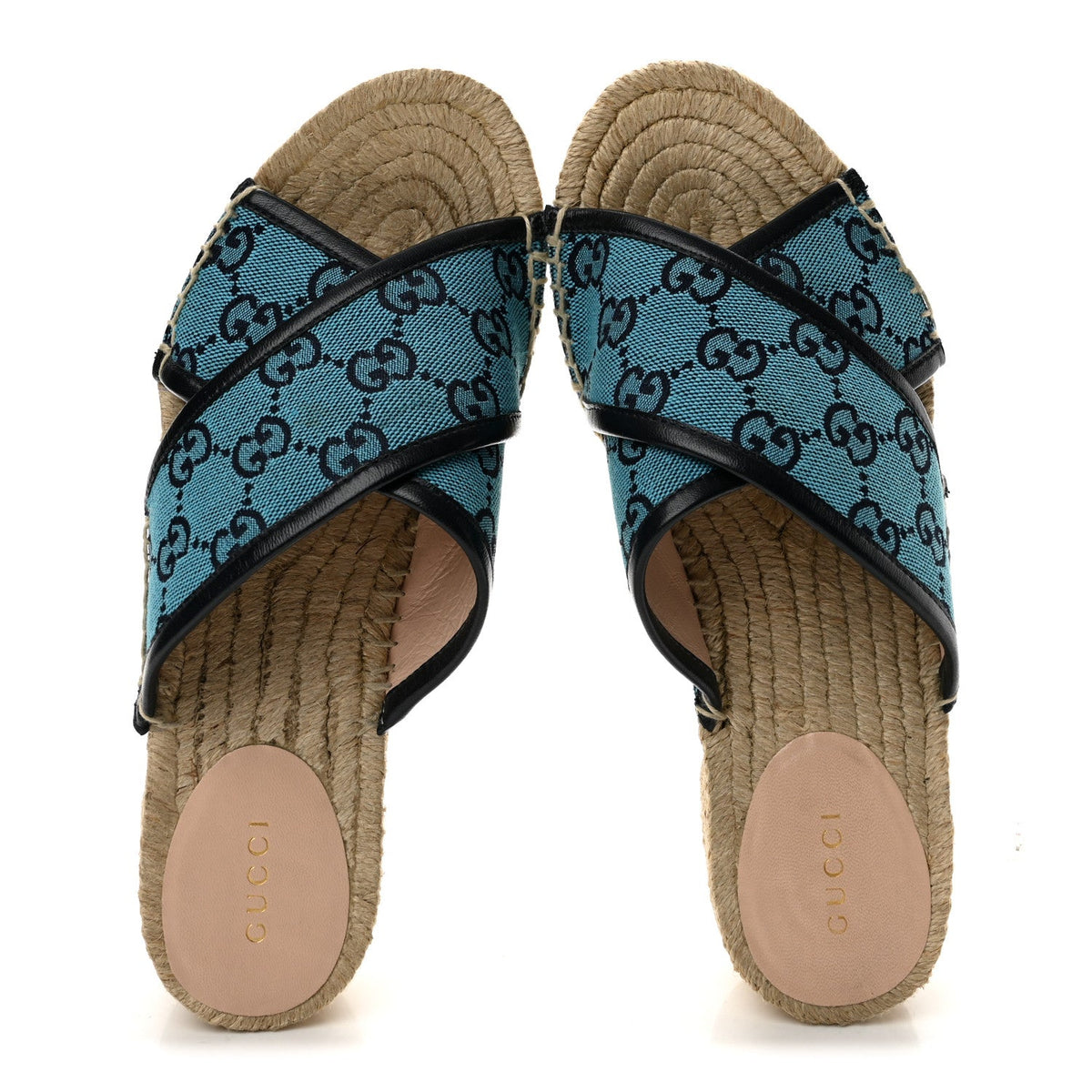 Monogram Multicolor Criss Cross Espadrille Sandals 37 Light Blue