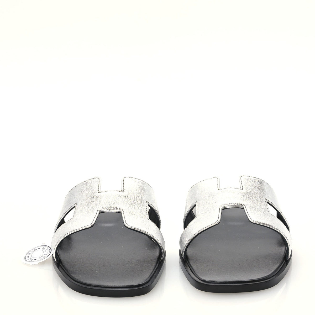 Metallic Chevre Oran Sandals 40.5 Gris Argente