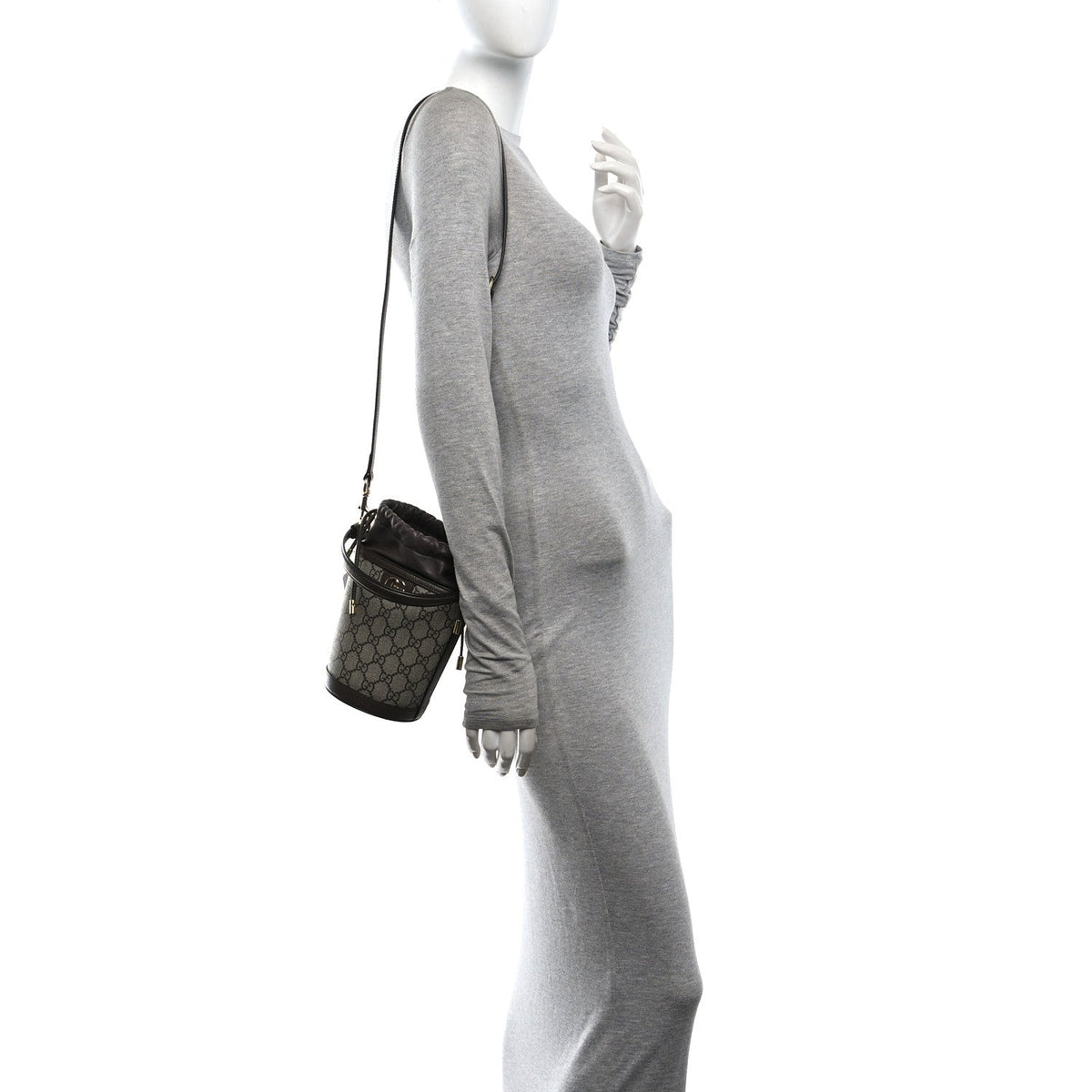 GG Supreme Monogram Ophidia Mini Bucket Bag Beige Ebony