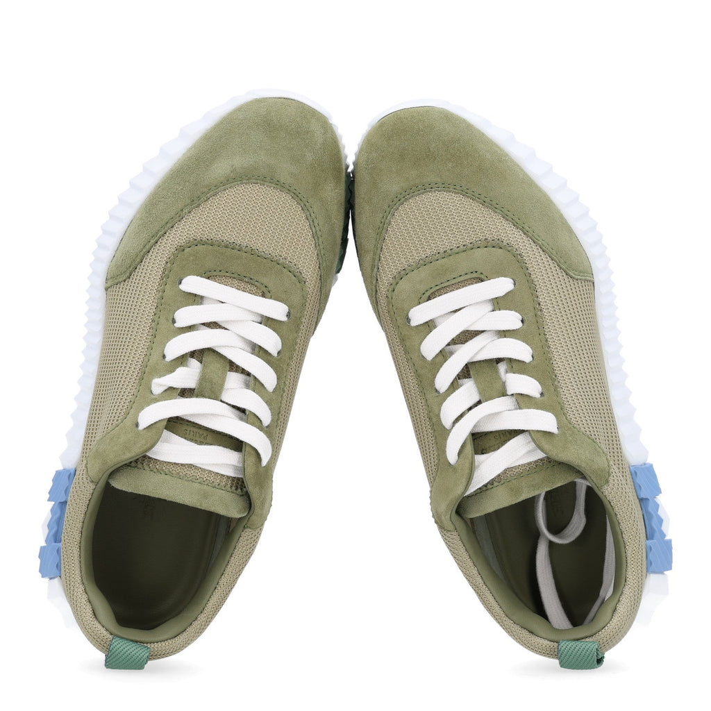 Technical Mesh Suede Goatskin Bouncing Sneakers 35 Vert Celadon