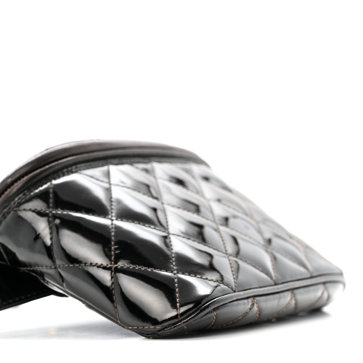 Patent Calfskin Quilted Waist Belt Bag 70 28 Black