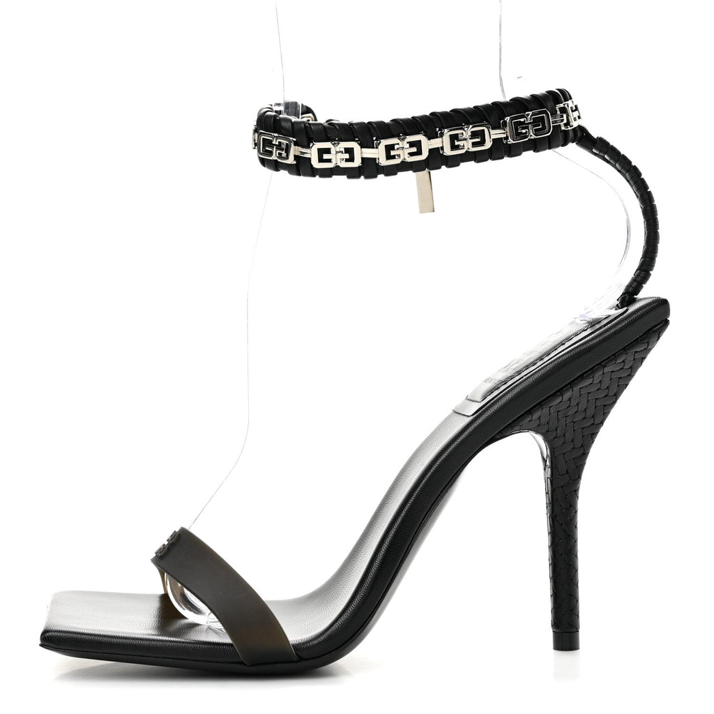 Smooth Nappa G Woven Slingback 90mm Sandals 37 Black