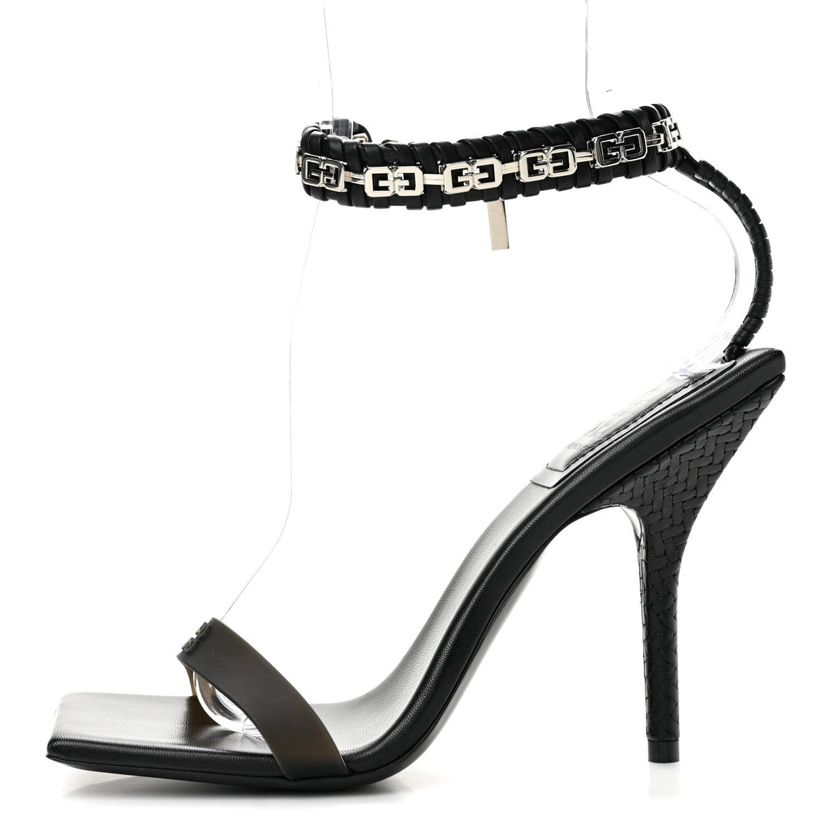 Smooth Nappa G Woven Slingback 90mm Sandals 37 Black