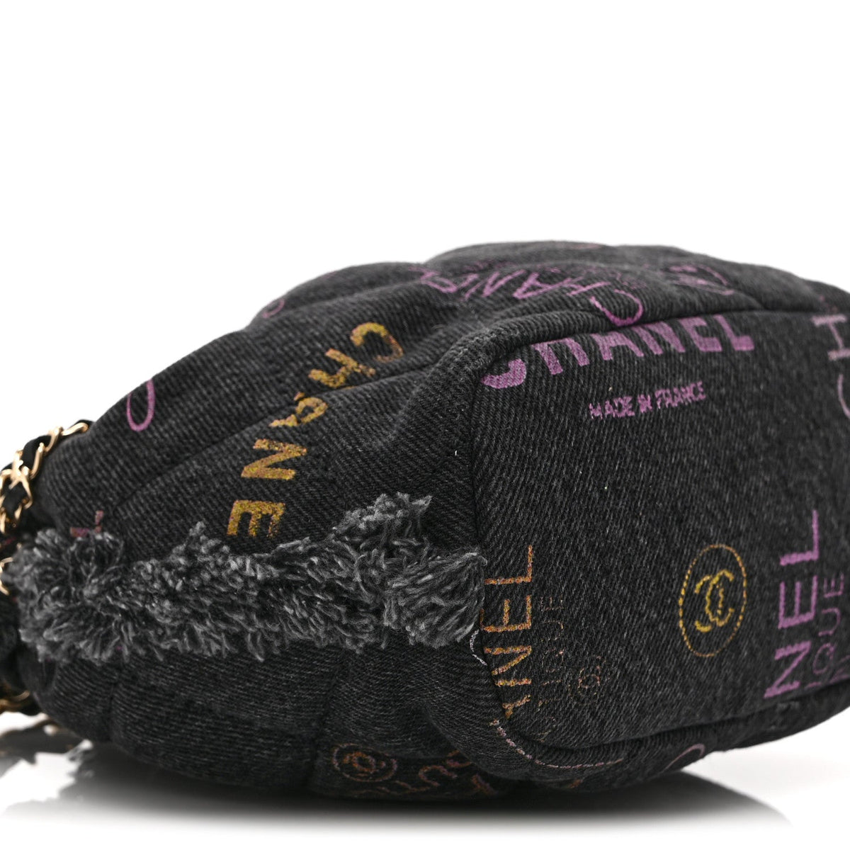 Denim Quilted Mood Small Bucket With Chain Black Multicolor