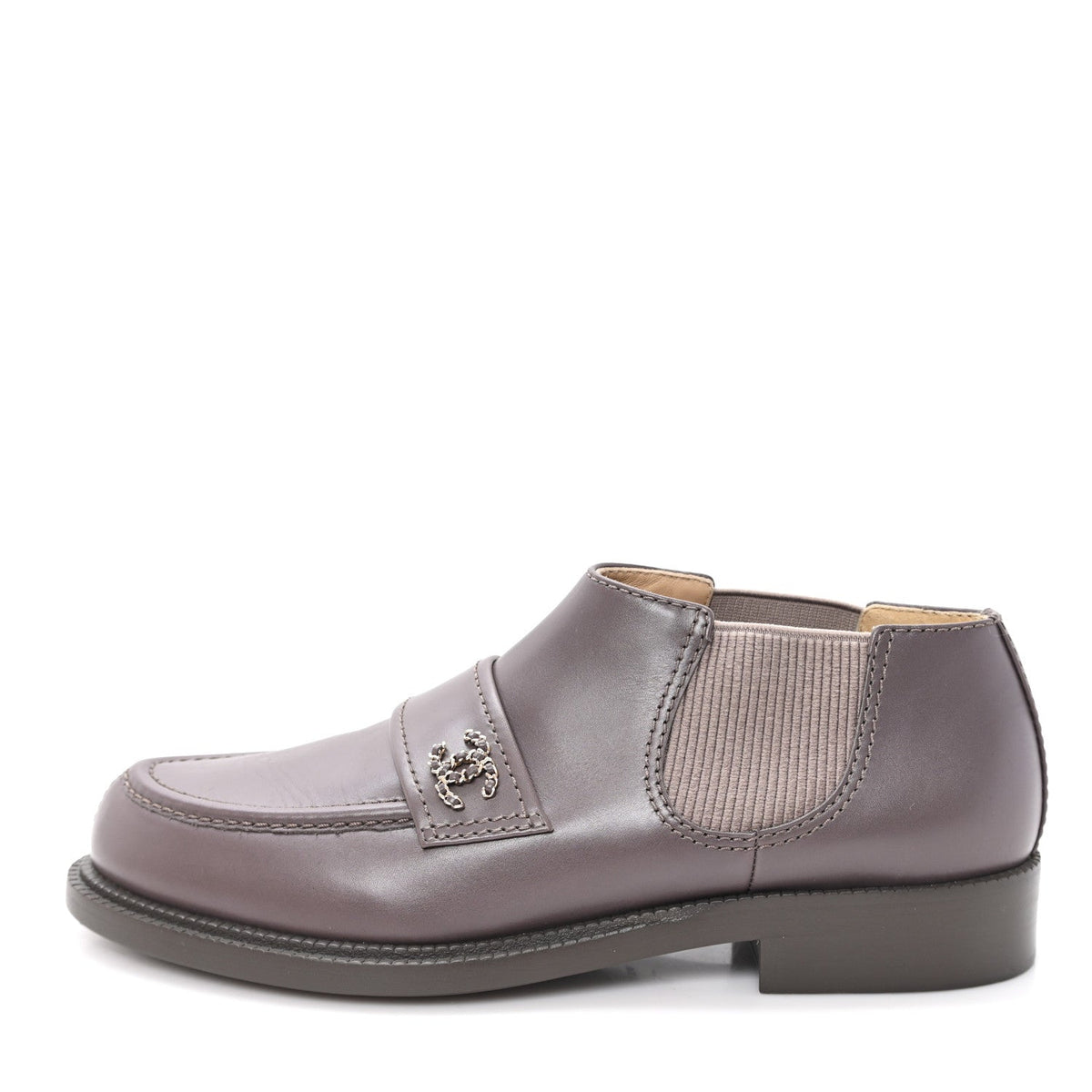 Calfskin Elastic Short Boots 39.5 Beige