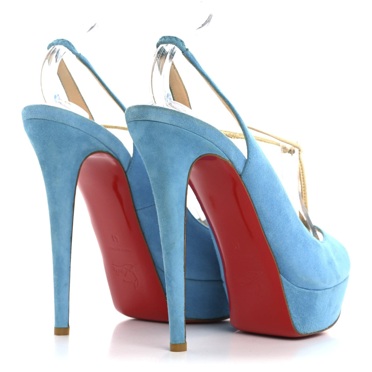 Veau Velours Spritney 100 Peep Toe Pump 41 Blue
