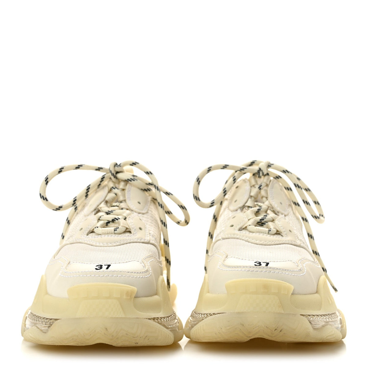 Fabric Mesh Clear Sole Womens Triple S Sneakers 37 White
