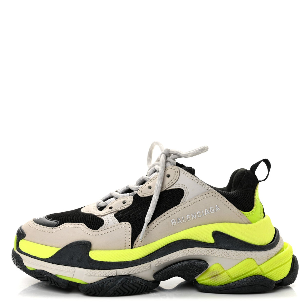 Fabric Mesh Womens Triple S Sneakers 38 Grey Black Jaune Fluo