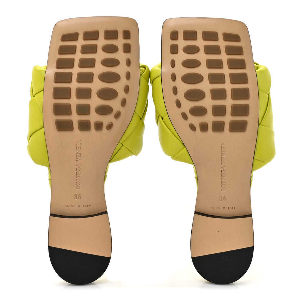 Nappa Maxi Intrecciato Lido Flat Sandals 36 Kiwi