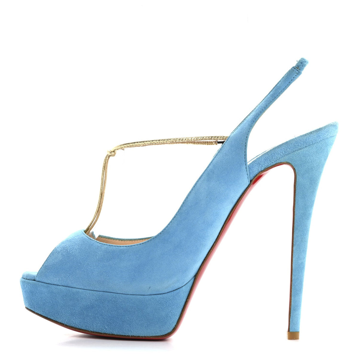 Veau Velours Spritney 100 Peep Toe Pump 41 Blue