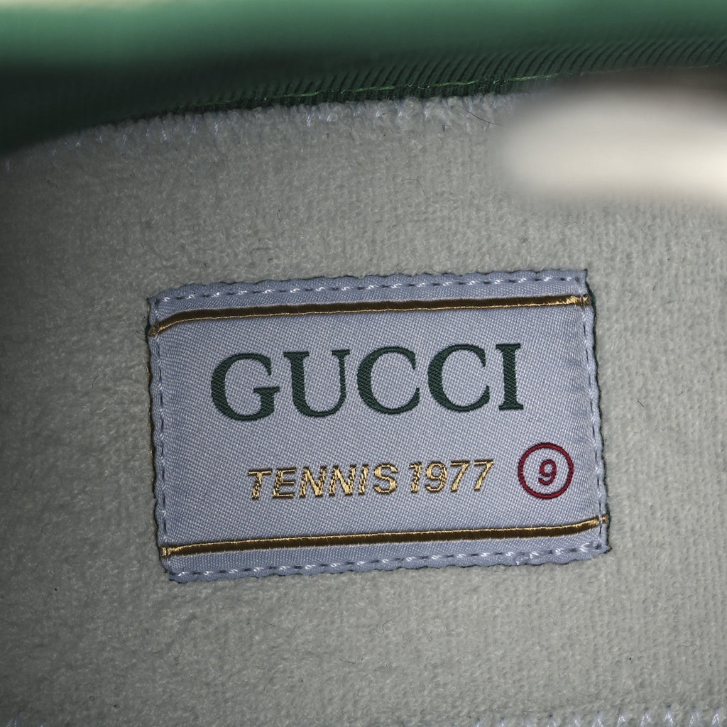 GG Monogram Web Mens 1977 Tennis High Top Sneakers 9 Beige Ebony Mystic White