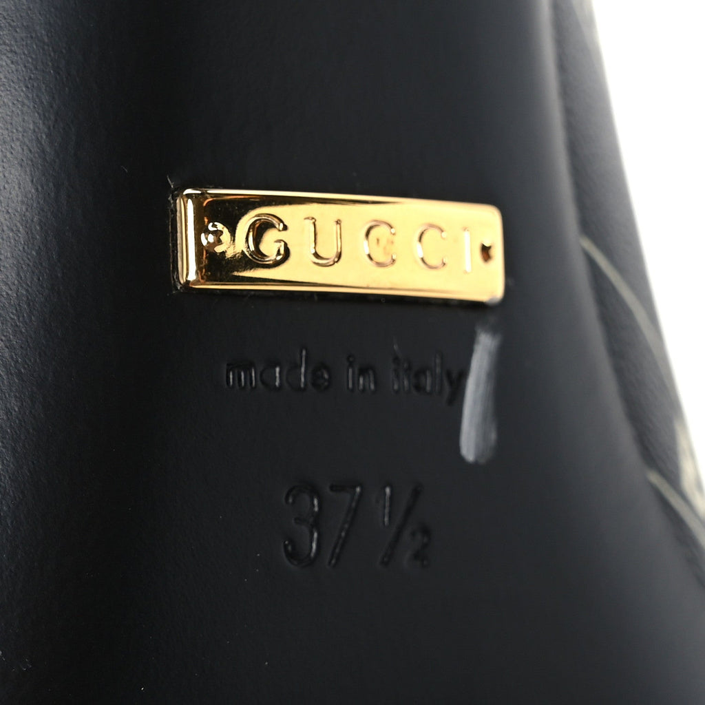X Gucci Calfskin Logo Print Knife 80mm Pumps 37.5 Black