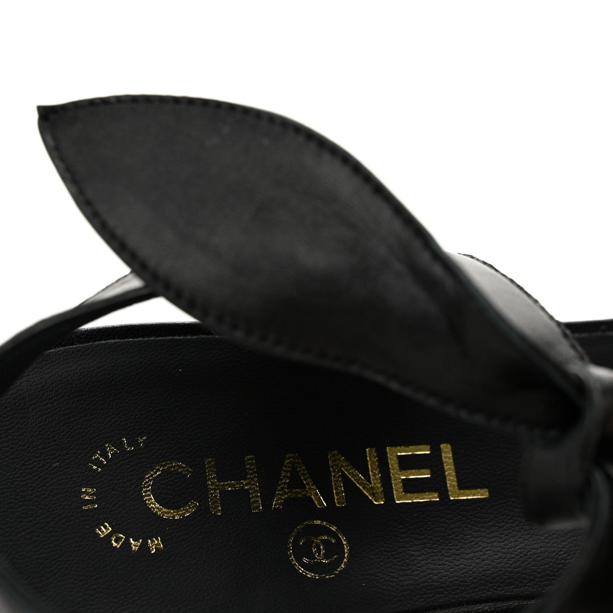Lambskin Bow CC Flat Sandals 38.5 Black