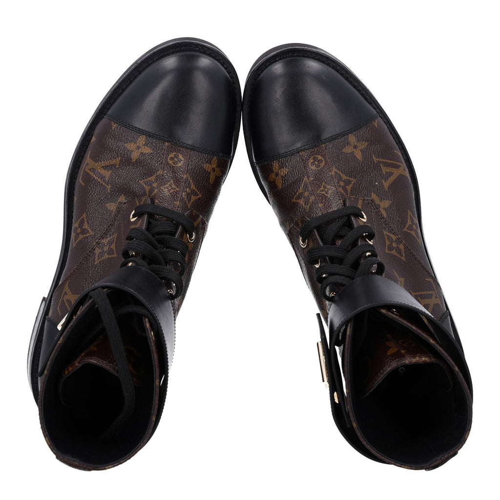 Calfskin Monogram Wonderland Flat Ranger Boots 38 Black