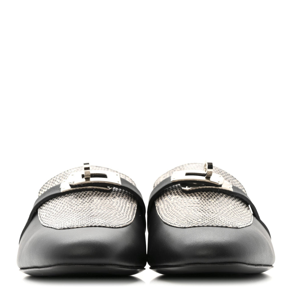 Lizard Calfskin Oz Mules 37 Ombre Black