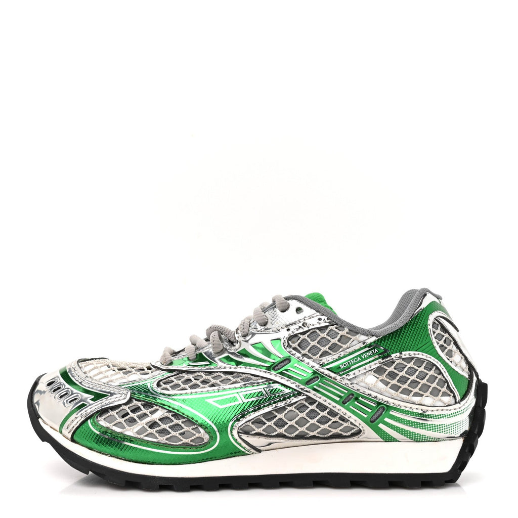 Fishnet Fabric Orbit Sneakers 37 Green Silver