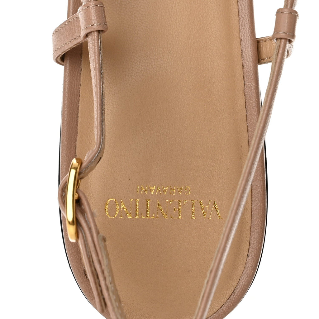 Calfskin VLogo Valet Du Roi Slingback Ballerina Flats 38 Rose Cannelle Garnet