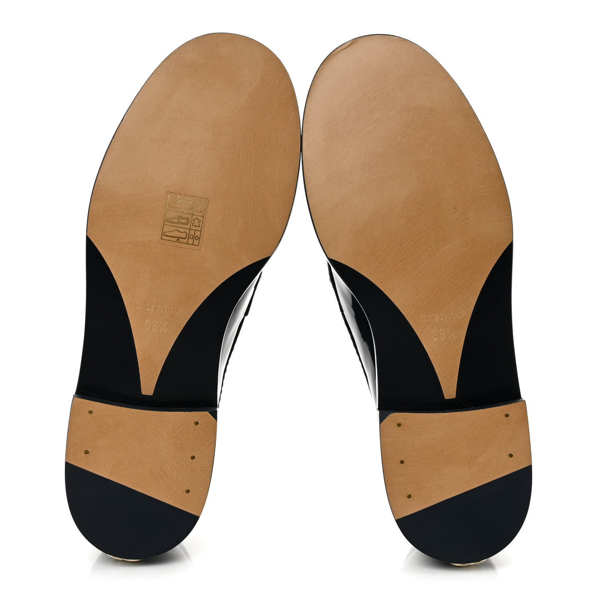 Shiny Calfskin Logo Loafers 36.5 Navy Blue