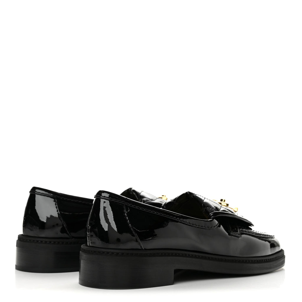 Patent Quilted CC Turnlock Loafers 38 Black