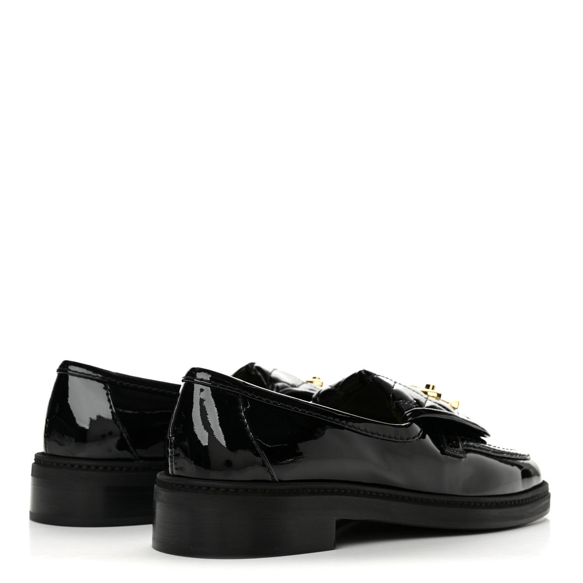 Patent Quilted CC Turnlock Loafers 38 Black