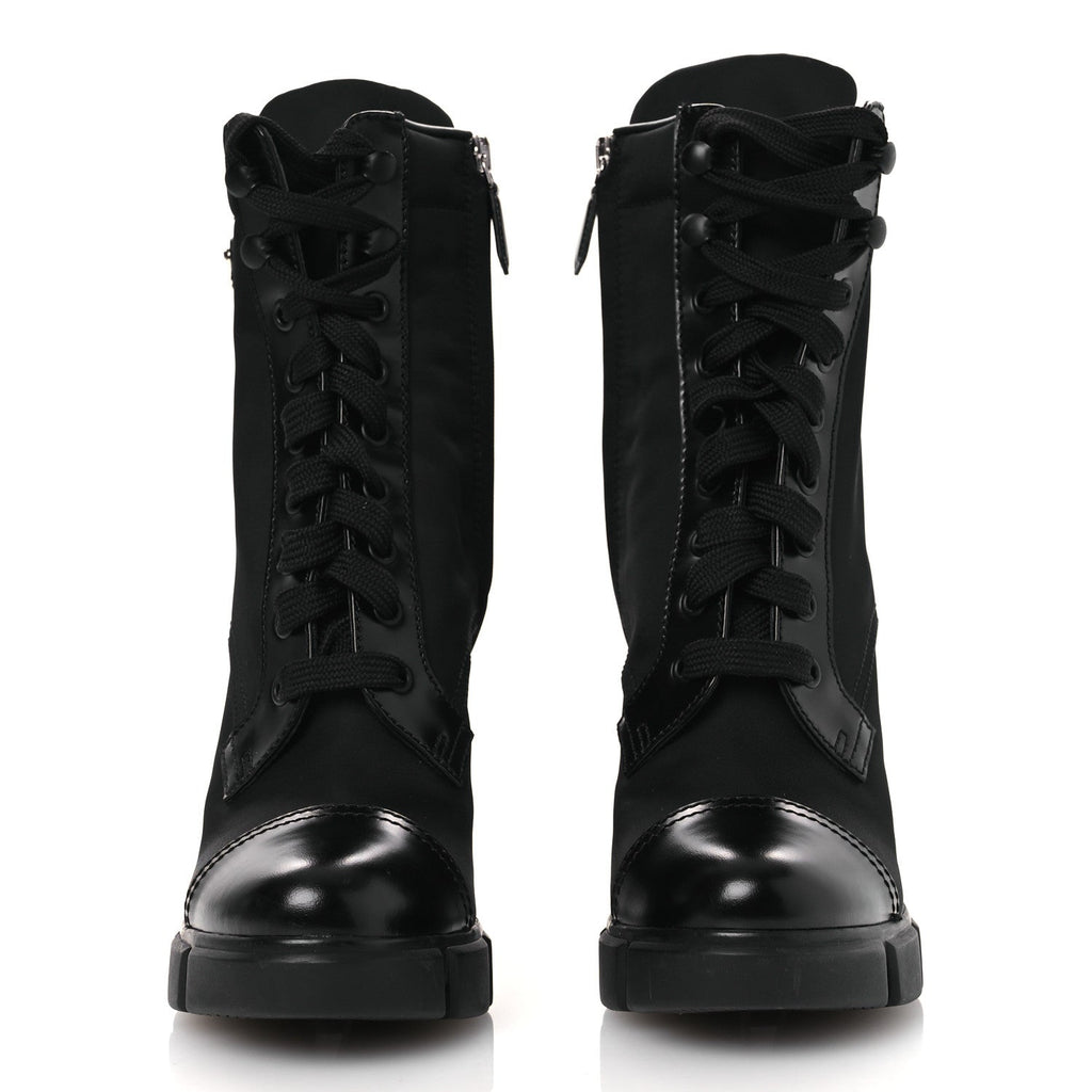 Spazzolato Re-Nylon Metal Triangle Logo 110mm Ankle Boots 36.5 Black