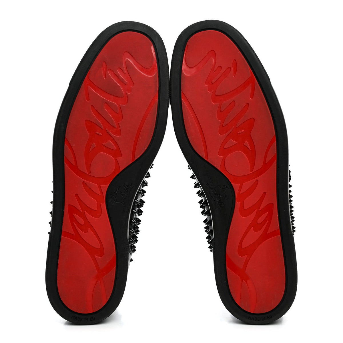 Calfskin Mens Louis Spikes Flat Sneakers 43.5 Black