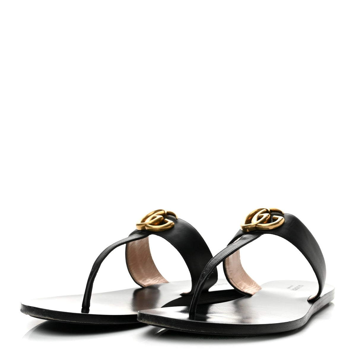 Calfskin GG Marmont Thong Sandals 40 Black