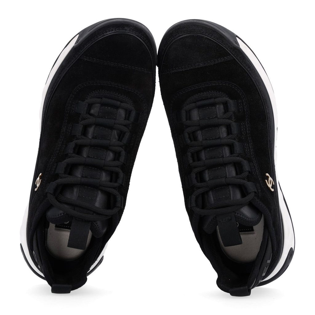 Suede Calfskin Nylon Grosgrain CC Sneakers 38 Black